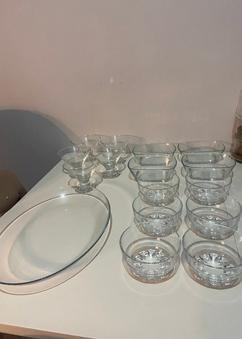 Şeffaf Cam Bardak ve Tabak Seti