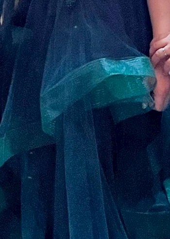 Uzun Yeşil Drapeli Kadın Abiye Elbise - Görsel 4