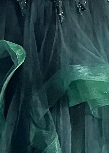 Uzun Yeşil Drapeli Kadın Abiye Elbise - Görsel 2