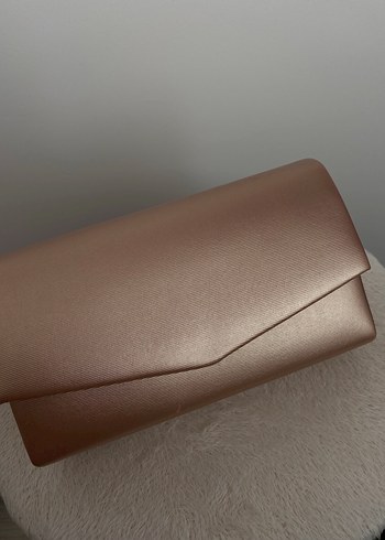 Bej Deri Kadın Clutch Çanta