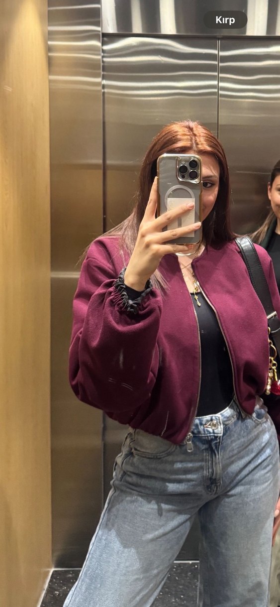 Bordo Fermuarlı Kadın zara model bomber ceket - Görsel 2