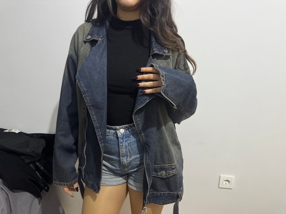 Kemerli Kadın Denim Ceket - Görsel 2