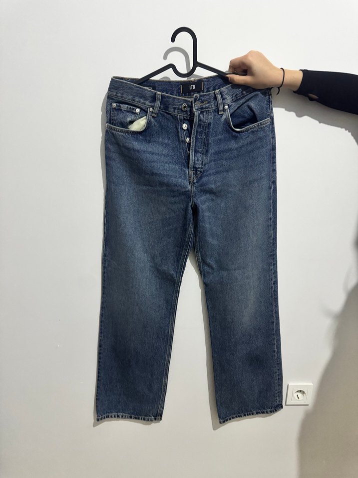 Kadın Mavi Bol Kesim Kot Pantolon LTB - Görsel 3