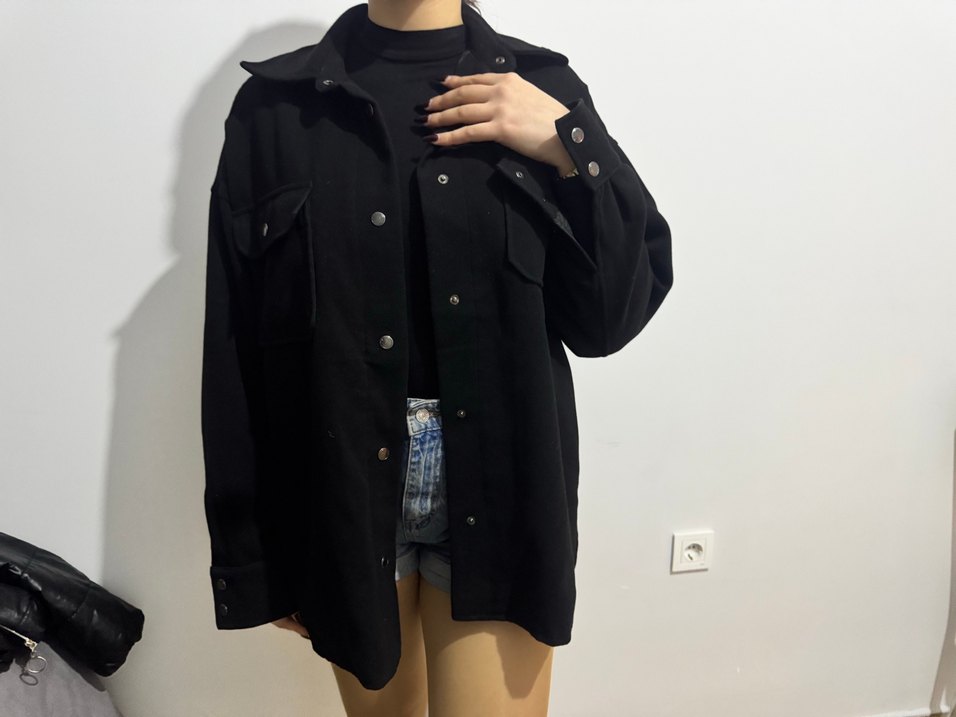 Düğmeli Siyah Kadın  Ceket - Görsel 2