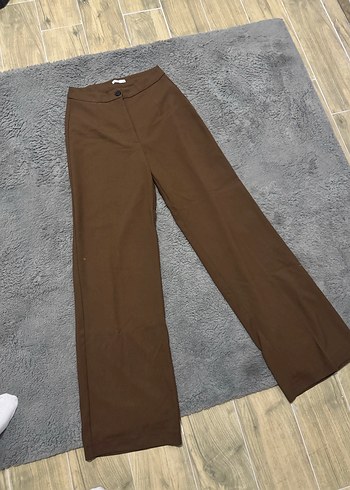 Düğmeli Kahverengi Midi Kadın Kumaş Pantolon ADDAX - Görsel 2