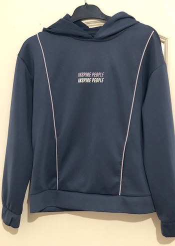 Gri Baskılı Kadın Sweatshirt Kapüşonlu