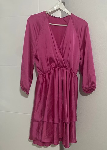 Parlak Pembe Mini Kadın Elbise