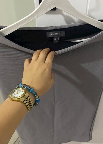 Primark Gri Midi ligralı etek