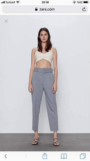 Zara Yüksek Bel Kemerli Pantolon