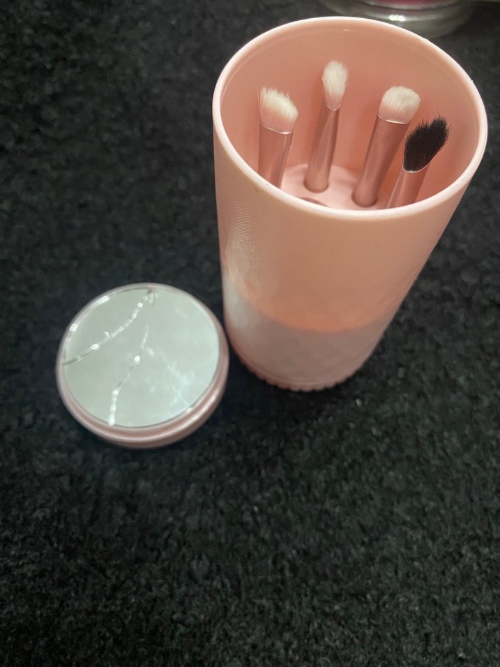 Bej Makyaj Fırçası Seti ve Tutucu - Görsel 2