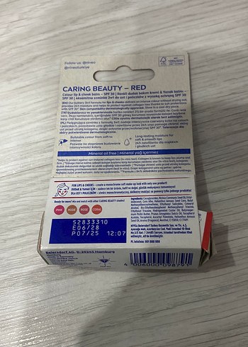 Nivea Kırmızı Dudak ve Yanak Bakım Stick SPF30 - Görsel 2