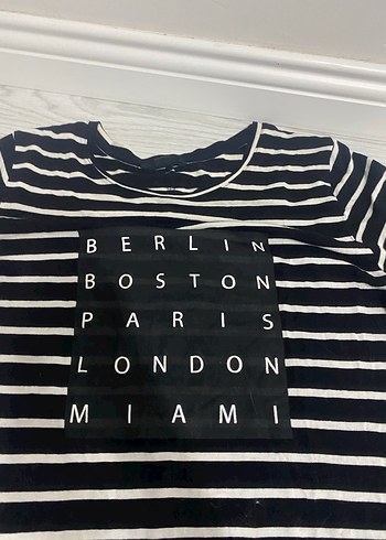 Siyah Beyaz Çizgili Hamile Midi Elbise - Görsel 2