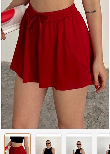 Kırmızı Fırfırlı Mini Etek - Görsel 4