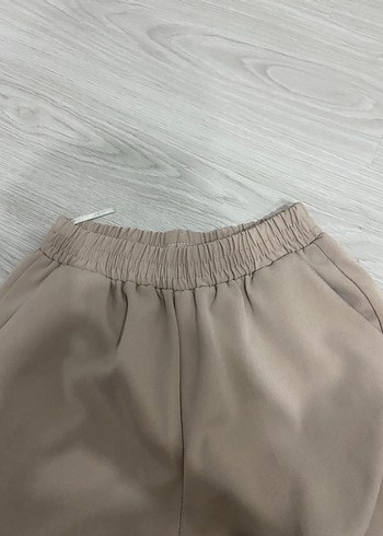 Bej Keten Kadın Pantolon Midi Boy - Görsel 3