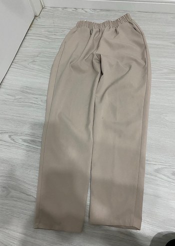 Bej Keten Kadın Pantolon Midi Boy - Görsel 2