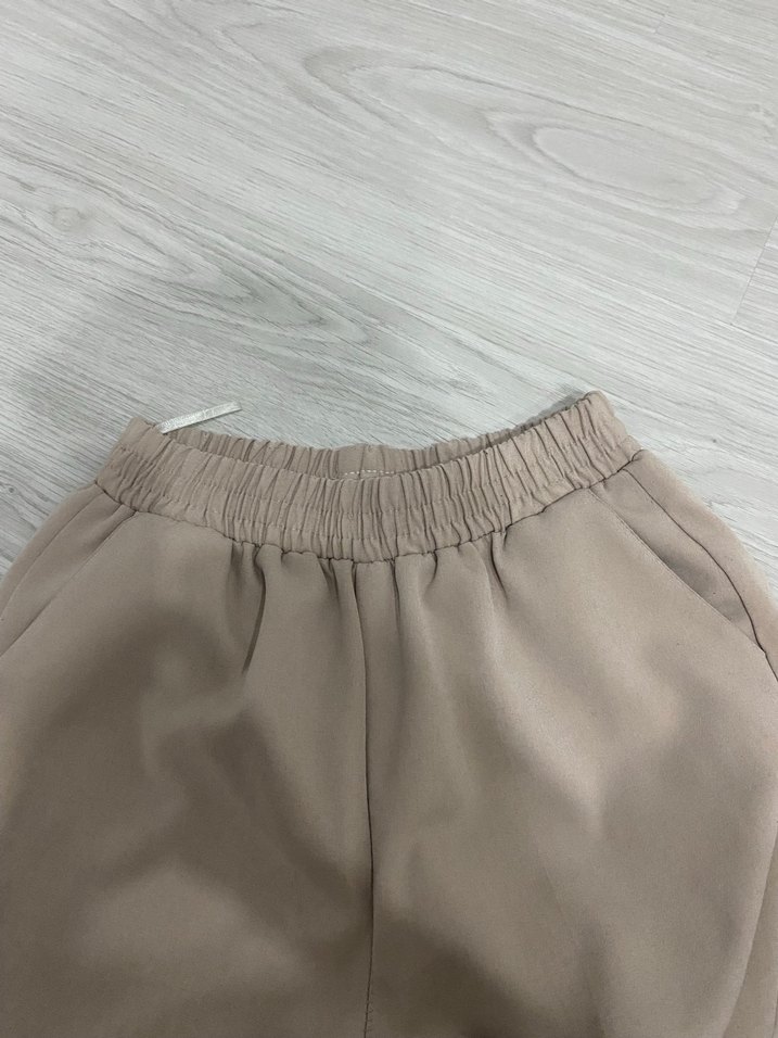 Bej Keten Kadın Pantolon Midi Boy - Görsel 3