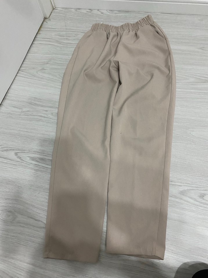 Bej Keten Kadın Pantolon Midi Boy - Görsel 2