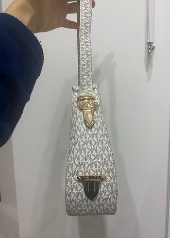Beyaz Gri Yılan Desenli Fermuarlı Kadın Çanta - Görsel 2