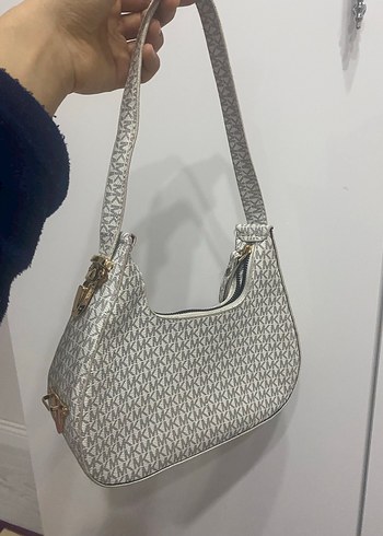Beyaz Gri Yılan Desenli Fermuarlı Kadın Çanta - Görsel 3