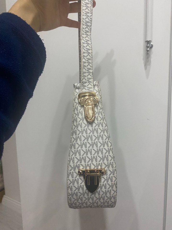 Beyaz Gri Yılan Desenli Fermuarlı Kadın Çanta - Görsel 2