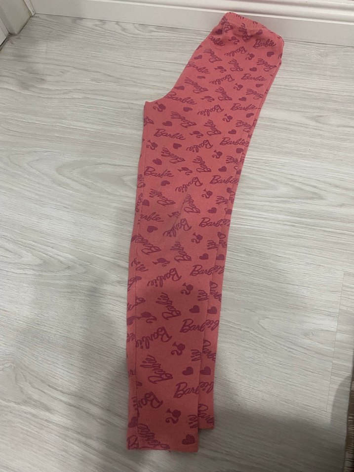 Bordo Renkli Barbie Desenli Kız Tayt - Görsel 3