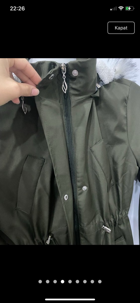 Kadın Haki Kısa Kürklü Sokak Stili Mont - Görsel 2