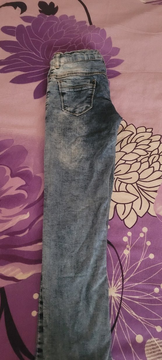 Gri Batik Desenli Kadın Rahat Kesim Jean - Görsel 2