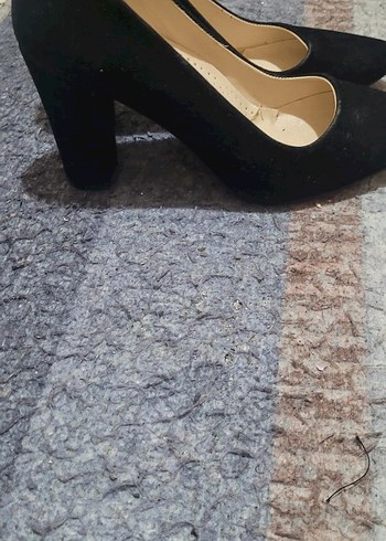 Siyah Süet Dolgu Topuk Kadın Stiletto - Görsel 2