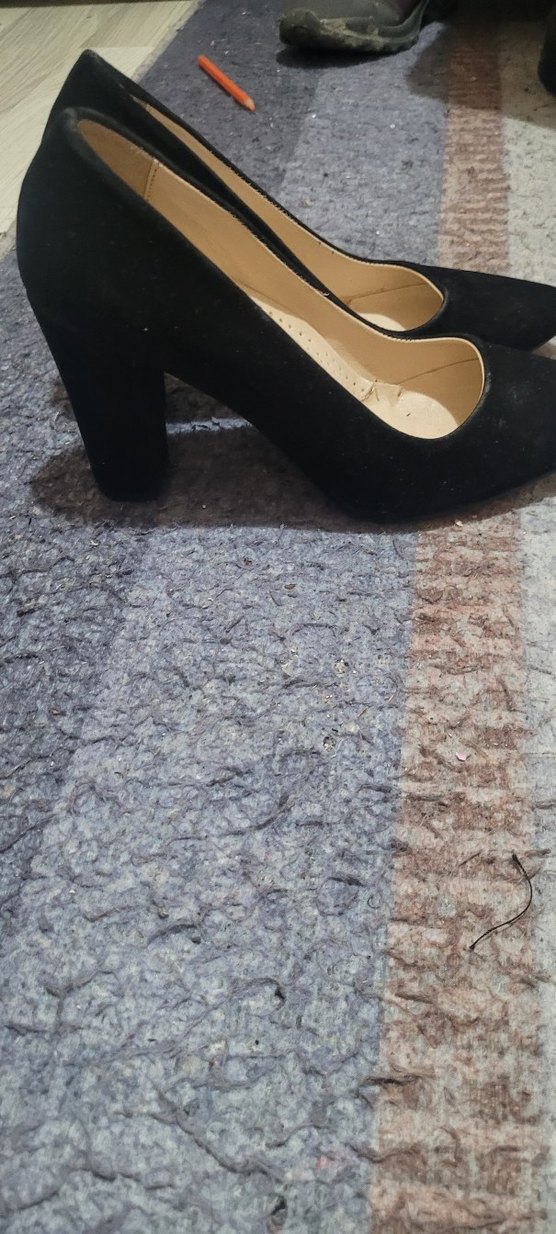 Siyah Süet Dolgu Topuk Kadın Stiletto - Görsel 2