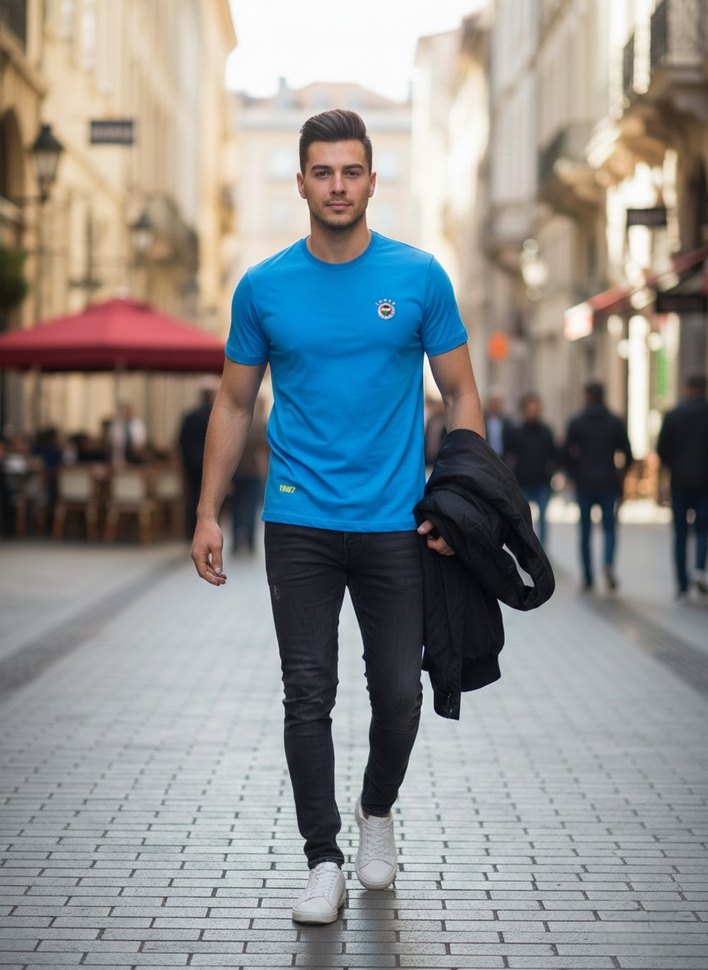 Fenerbahçe Taraftar Erkek Bisiklet Yaka Tişört - Görsel 2