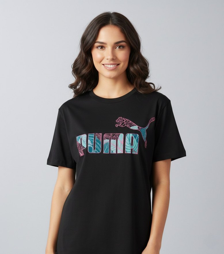 Siyah Oversize T-shirt, Bağlama Desenli - Görsel 2