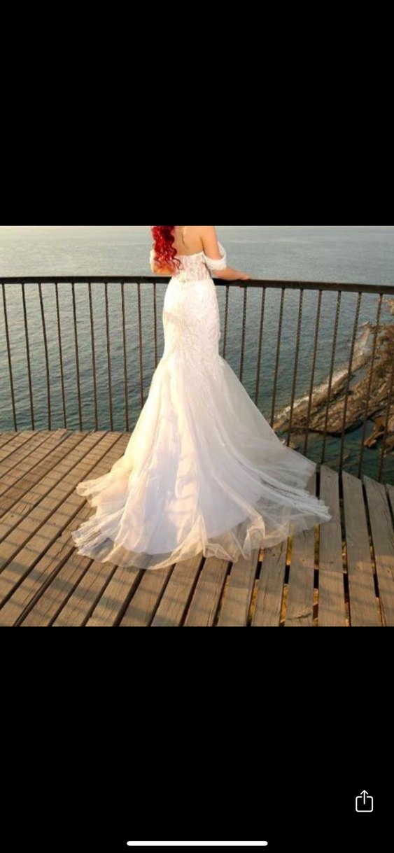 Beyaz Straplez Denizkızı Gelinlik - Görsel 3