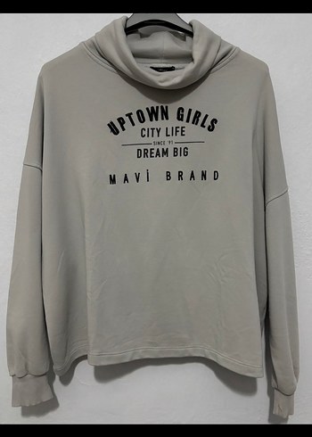 Gri Baskılı Kadın Sweatshirt