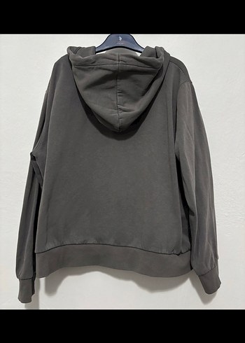 H&M Kadın Gri Kapüşonlu Fermuarlı Sweatshirt