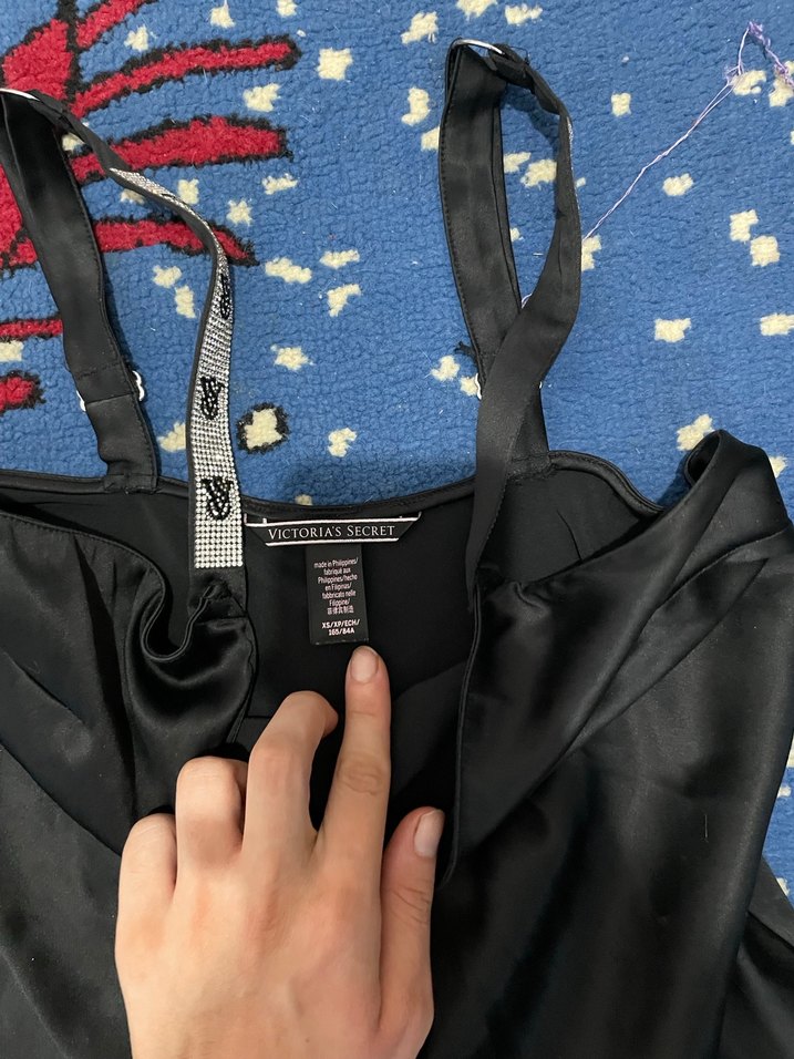 Siyah İnce Askılı Midi Kadın Gecelik - Görsel 2