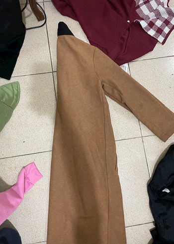 Düğmeli Kahverengi Uzun Kadın Kaban - Görsel 2