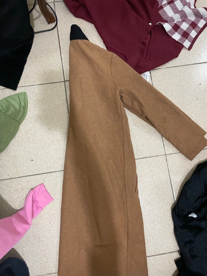 Düğmeli Kahverengi Uzun Kadın Kaban - Görsel 2