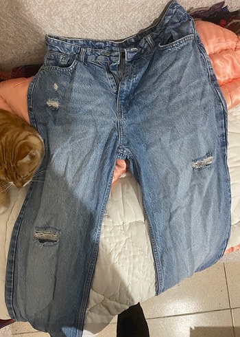 Kadın Mavi Midi Kot Pantolon Fermuarlı - Görsel 7