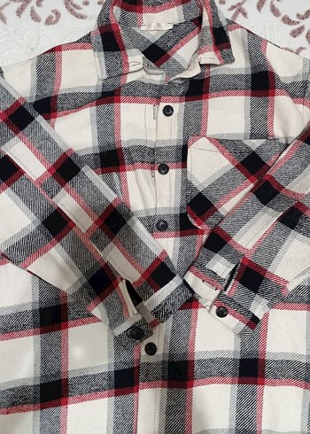 Gri Ekose Pamuklu Düğmeli Uzun Kollu Gömlek - Görsel 2