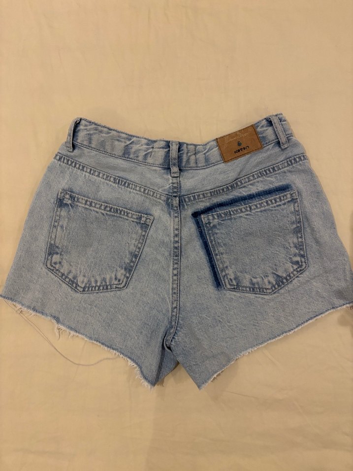 Koton Mavi Mini Bol Kesim Denim Şort - Görsel 3