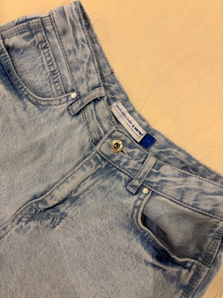 Koton Mavi Mini Bol Kesim Denim Şort - Görsel 2