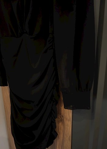 Siyah drapeli mini abiye Elbise - Görsel 4