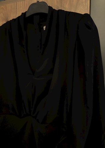 Siyah drapeli mini abiye Elbise - Görsel 3