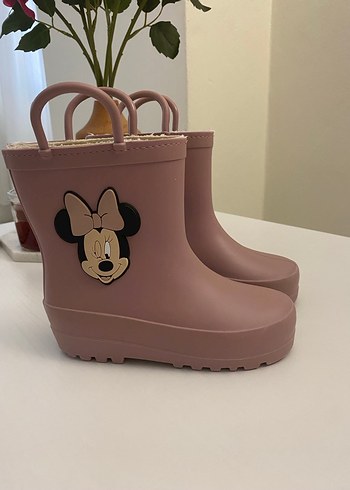Pembe Kız Çocuk Lastik Bot Minnie Desenli