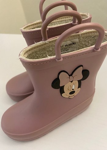 26 Beden pembe Renk Pembe Kız Çocuk Lastik Bot Minnie Desenli