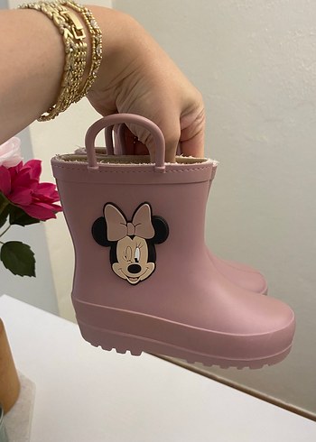LC Waikiki Pembe Kız Çocuk Lastik Bot Minnie Desenli
