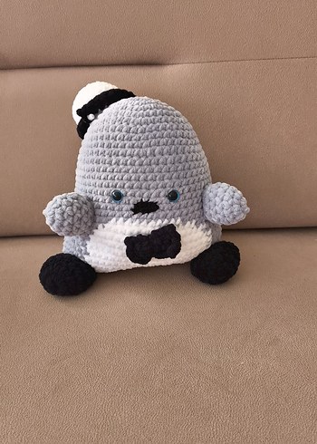 Gri Örgü Peluş Oyuncak penguen