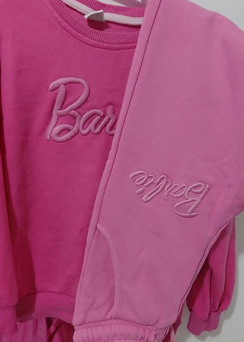 Zara Pembe Nakışlı Kız Sweatshirt ve Eşofman Takımı