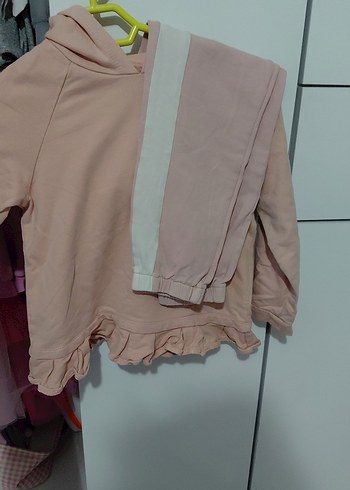 Pembe Bebek Kız Uzun Kollu Fırfırlı Takım