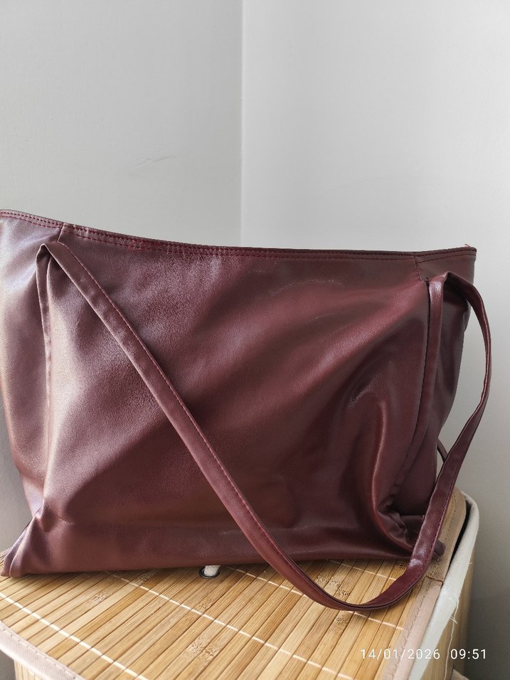 Bordo Deri Kadın Çanta - Görsel 2